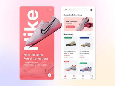 Nike Futsal Store 3d branding design ecommerce graphic design illustration logo mobile mobiledesign typography ui ux