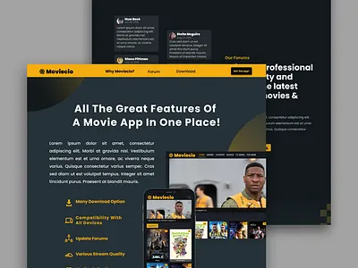 Moviecio Landing Page | Web Site Ui Design design agency landing page movie series ui ui design web web site