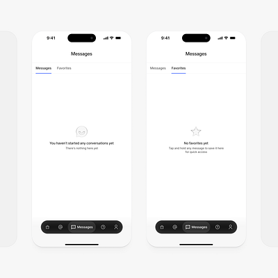 👀 Empty states alerts animation empty empty state empty states favorites inbox ios mobile app ios mobile app design menu bar design message tab bar