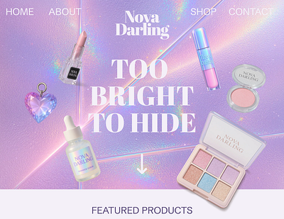 sparkly gen z makeup brand website design branding design ui website