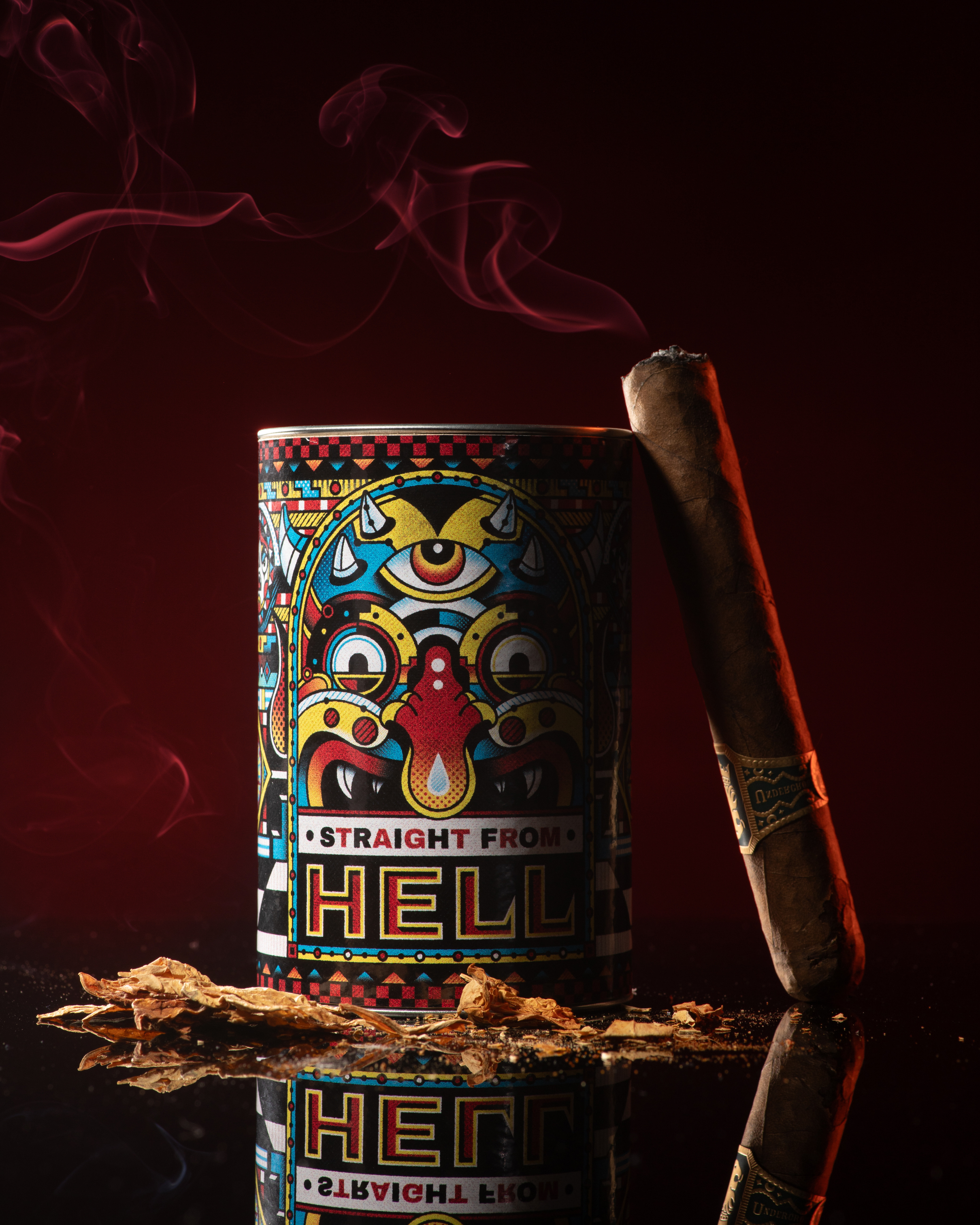 STRAIGHT FROM HELL cigar identity illustration occult packaging packaging design print typography