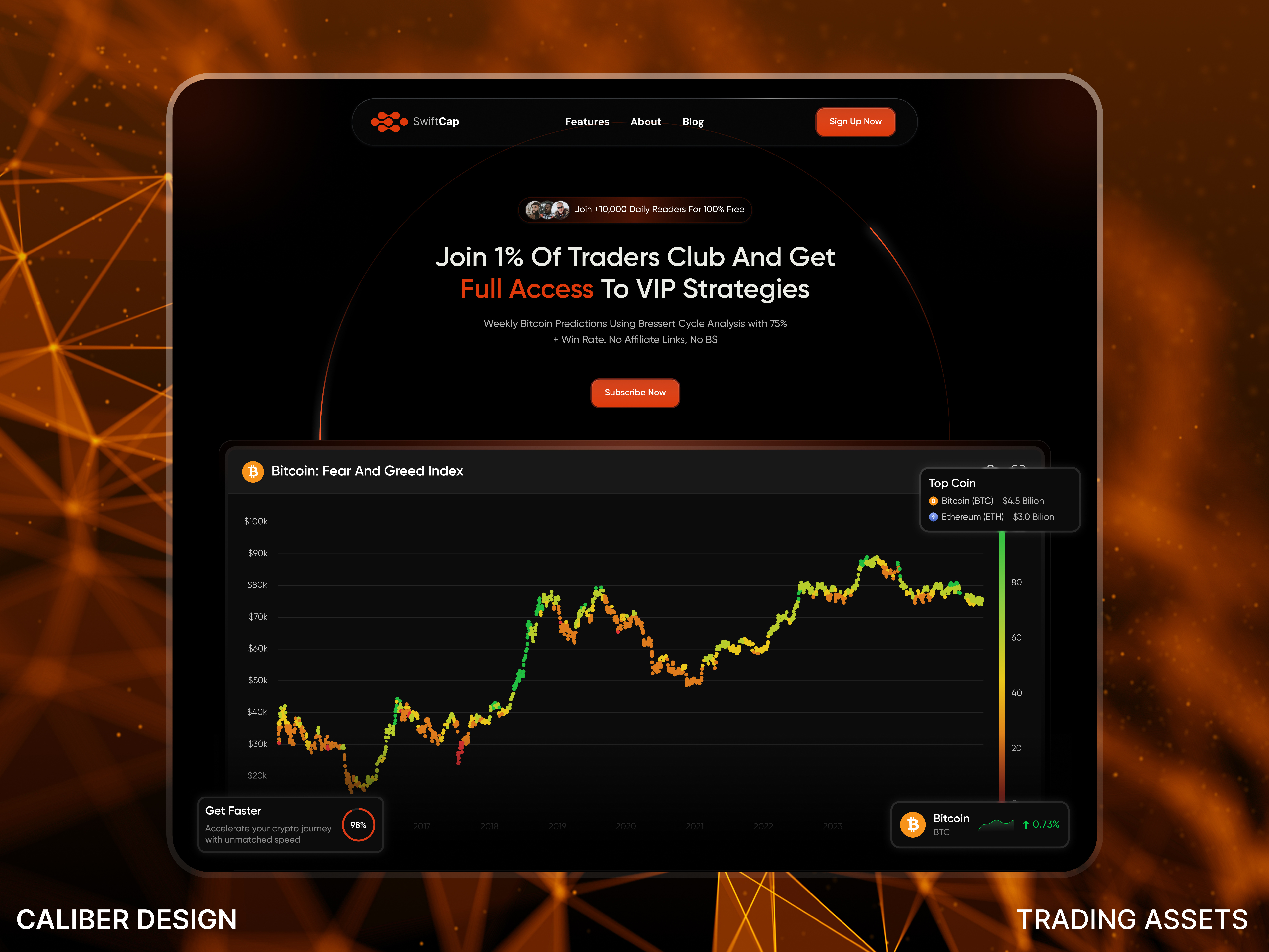 SwiftCap - Cryptocurrency Trading Website b2b bitcoin blockchain crypto crypto design crypto trading crypto website cryptocurrency cyrpto wallet finance fintech home page investment saas trading platform ui ux webdesign