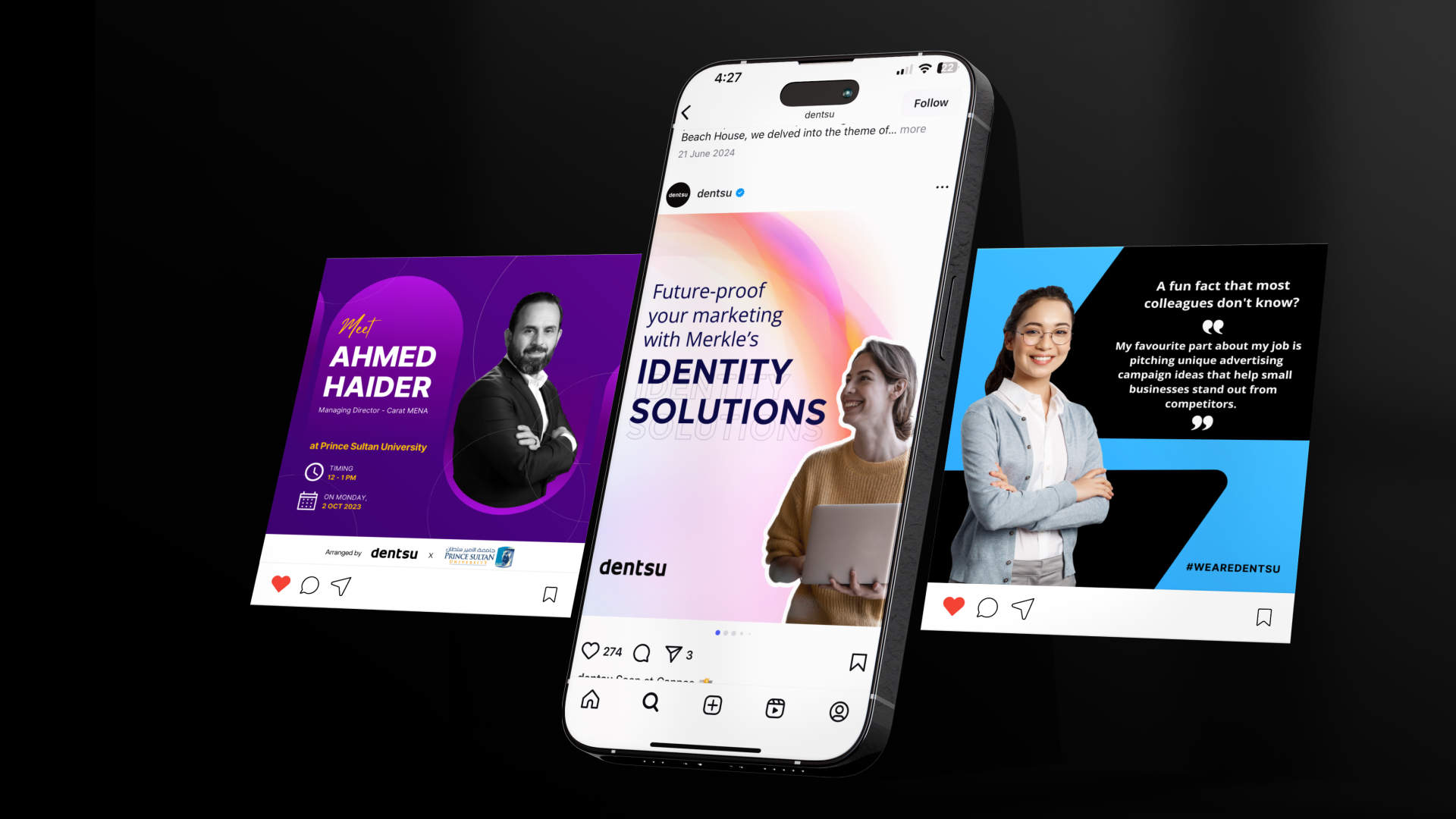 Dentsu: Evolving a Brand Through Collaborative Social Design advertising emailer graphic design instagram post linkedin marketing social content designer social media posts