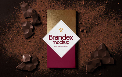 Brandex Dark Chocolate: Premium Fudge Bar Packaging mockup