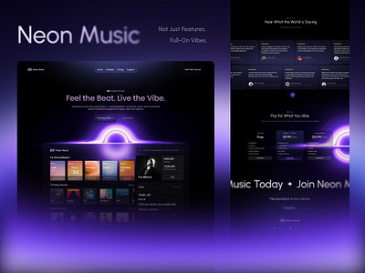 Neon Music — Futuristic Landing Page apple vision futuristic landing page futuristic website modern landing page modern website music vision vision os vision pro
