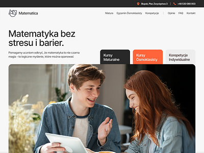 ✏️ Matematica – a math school with a heart adress bright cards clean light local minimal modern navigation orange pricing card school study tables tabs ui ux web design webflow