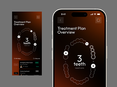 Mobile App - Dental Treatment Planning app design clinic app dark mode ui dental app dentistry design design health app health tech health tracker healthcare design interface ios design medical app medical design mobile app mobile app design product design telemedicine ui ux wellness app