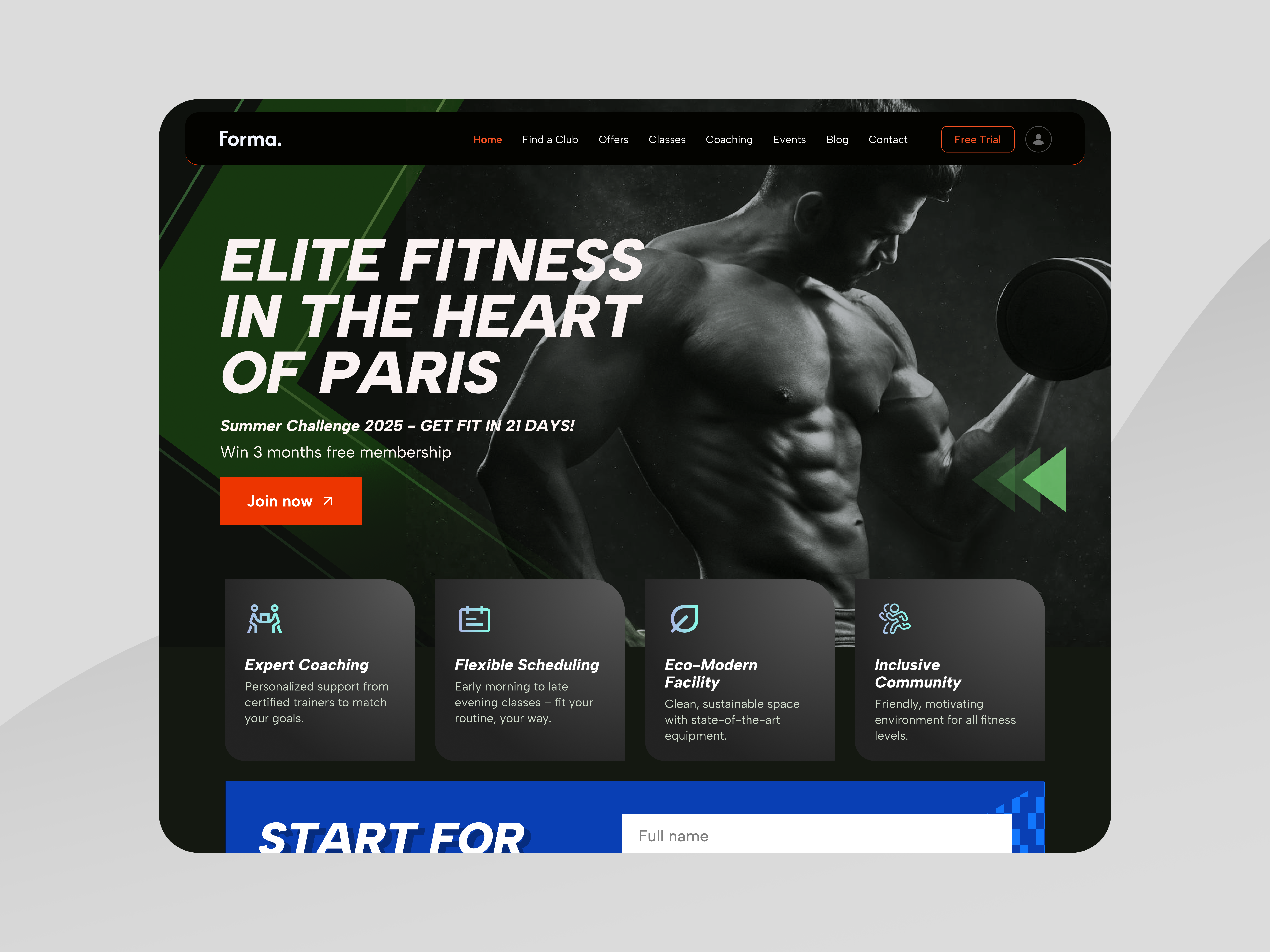 Forma Studio – Gym Landing Page darkui designcasestudy figma fitnessui landingpagedesign uxdesign webdesign