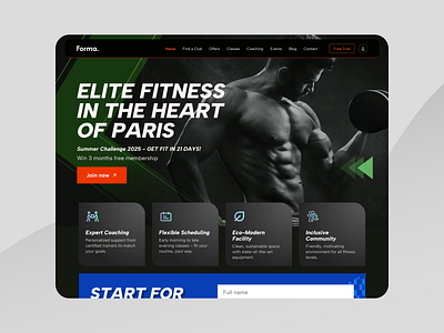 Forma Studio – Gym Landing Page darkui designcasestudy figma fitnessui landingpagedesign uxdesign webdesign