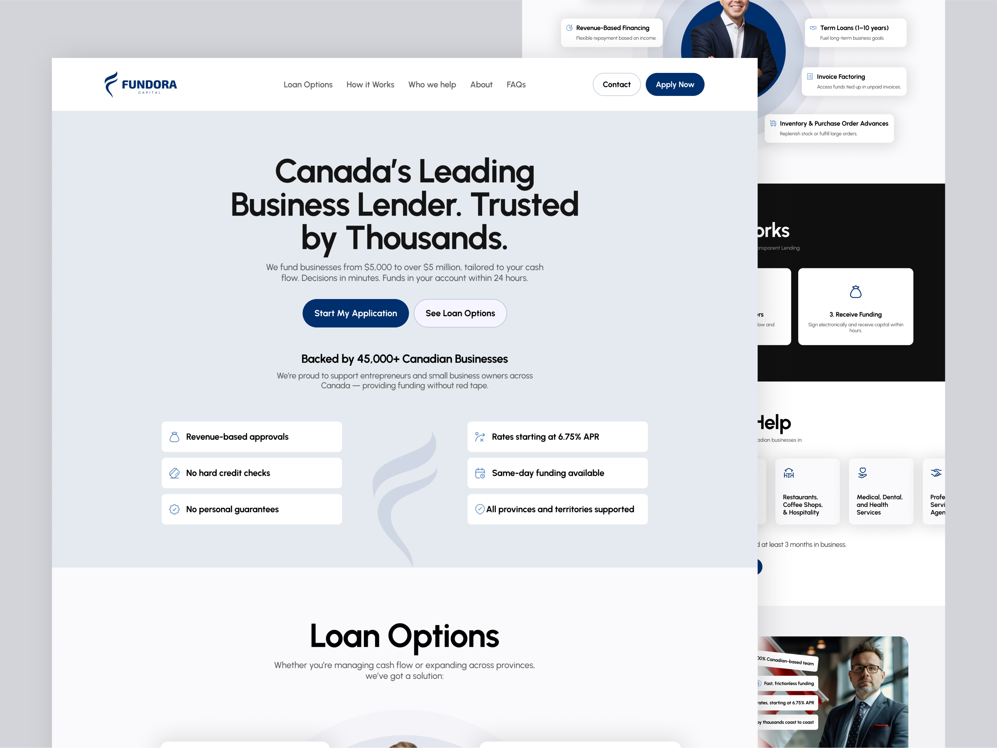 Fundora – Business Funding Website businesswebsite fintechu fundingplatform landing page startupdesign uiux ux design webdesign