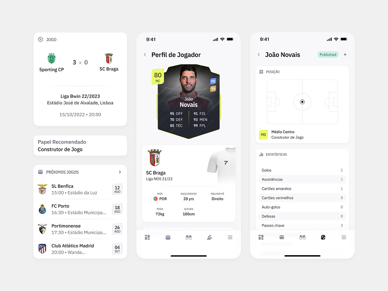 Product Design of a football web app. app design football football manager light theme mobile product design sport ui ux web app