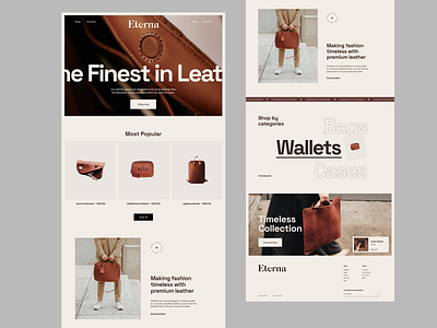 Eterna - E-commerce Website Design design e commerce ecommerce leather online store design ui ux web website