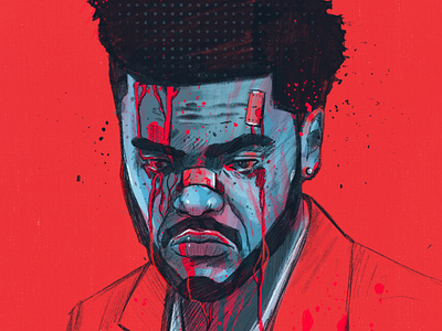 Weeknd - Beaten up character design illustrated portrait illustration illustrator music people portrait portrait illustration procreate rap rapper rockstar save your tears weeknd