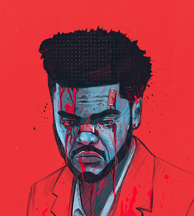 Weeknd - Beaten up character design illustrated portrait illustration illustrator music people portrait portrait illustration procreate rap rapper rockstar save your tears weeknd