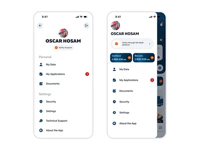 Side bar variation color dark graphic design illustration menu profile sidebar