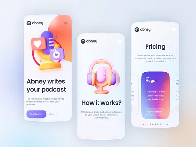 Abney UX Design & Webflow build 3d blue branding clean design gradient illustration logo mesh gradient minimal orange purple ui ux