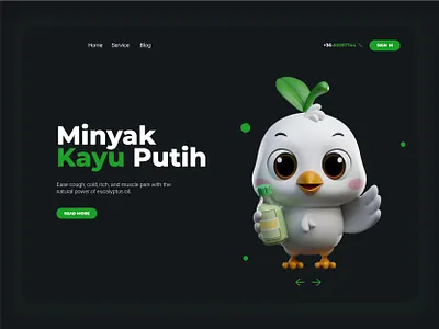 3D Characer Bird 🐦 bird cartoon character cute eucalyptus illustration landing page mascot ui ux