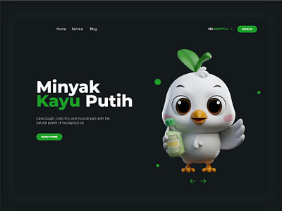 3D Characer Bird 🐦 bird cartoon character cute eucalyptus illustration landing page mascot ui ux