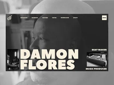 Hero Section - Damon Flores art directed beatmaker branding design editorial design graphic design hero section illustration music producer ui user interface web design