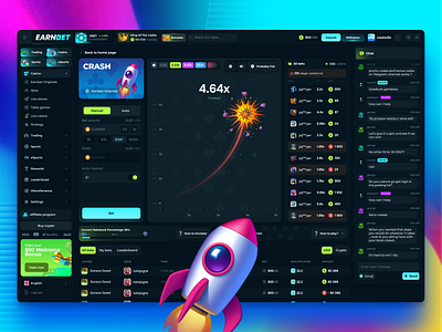 Crash Earnbet Project betting platform casino casino banner casino design casino game casino home page casino ui casino ui ux crash crash ui crush crypto game gambling gambling design gambling ui gaming design in house games lucky wheel original games wheel