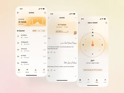 Islamic App Ui - Qibla App design islamic islamic app design islamic prayer mobile muslim muslim app prayer prayer app prayer reminder quran quran app quran app design shalat shalat app shalat tracker ui ui design uiux