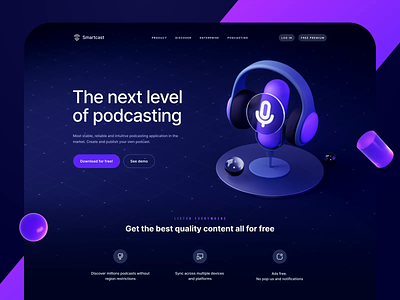 Homepage dark design homepage landing mic motion page podcast ui ux web