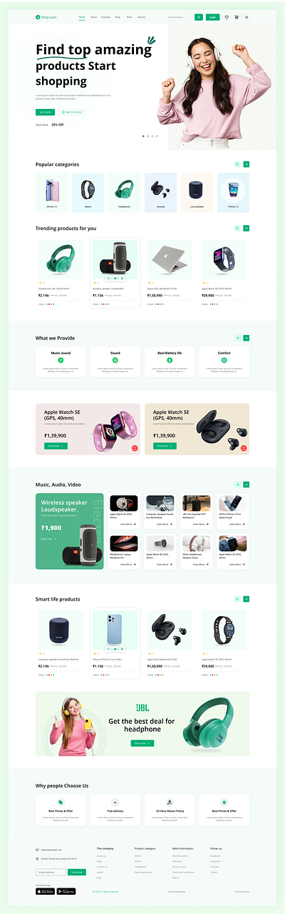 Ecommerce Landing Page agency web site design branding design ecommerce ecommerce gadget store landing page madbrains marketplace multivendor typography ui design web design website design woocommerce