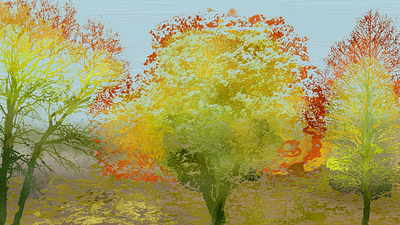 Golden Season autumn digital painting fall trees