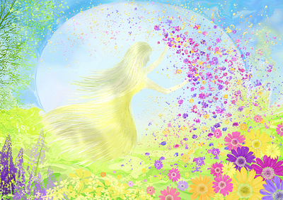 Goddess of Spring digital painting flowers goddess spring