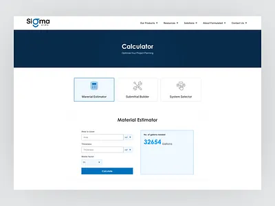 Cost Calculator UI – Coating Services Pricing Estimator calculator calculator ui coating website contractor cost cost calculator coatings cost estimator estimator form ui instant quote minimal pricing pricing calculator pricing ui product cost sigmastudio ui web design ui
