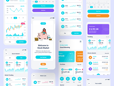 Sotex - Stock Market Mobile App Figma Template bitcoin app crypto app defi exchange app figma finance app fintech app ico investment app mobile app money transfer app share market stock market app stocks topup trading app uikits wallet app web3