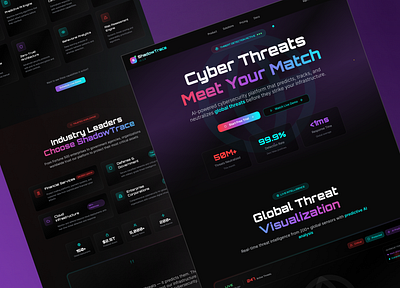 AI Powered Cyber Security Platform branding cyber cybersecurity dailyshots darkmode darktheme gradient landingpage moderndesign ui uiux uxdesign