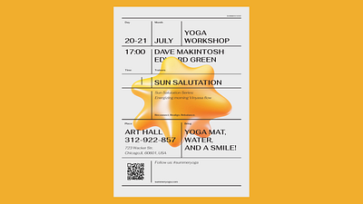 Summer Yoga Workshop Flyer 3d sun abstract illustration beach event event flyer flyer geometric shape invitation meditation open air party poster relaxation stretching summer sunshine template typography yoga class yoga workshop