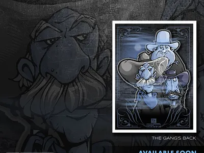 The gang's back poster chipdavid cowboy dogwings drawing gang humor illustration vector