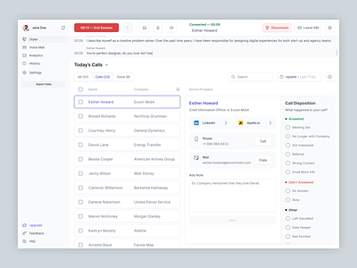 Dialer Software Web App Dashboard analytics call dash dashboard design system dialer light mode minimal saas soft design table ui ui design ux ux design voice mail web app web design