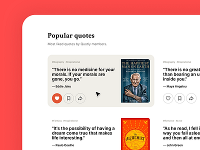 Quotly - Discover books by quotes book finder books card ui design design inspiration discover quote ui quotes read ui ui design ui inspiration web ui website website ui