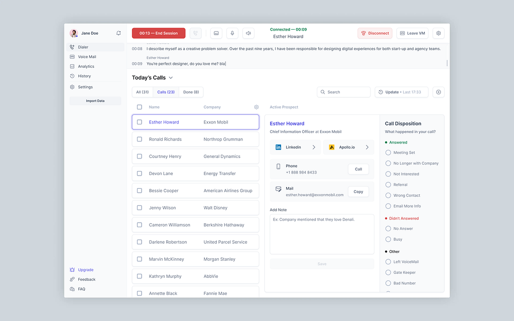 Dialer Software Web App Dashboard by Enes Aktaş on Dribbble