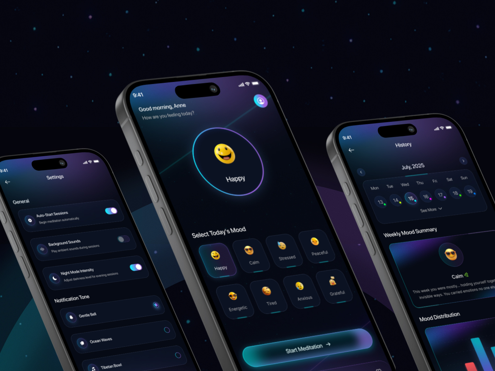 Mood Tracker App darkmodedesign mobile app design mobile application design modernuiux mood tracker app ui design uiux uiuxdesign user interface