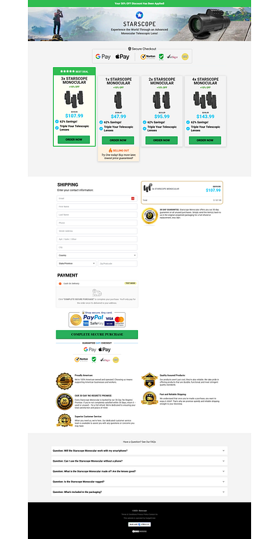 StarScope Checkout Page - Funnelish checkout page clone funnelish design designing funnel funnel funnelbuilder funnelish sales page
