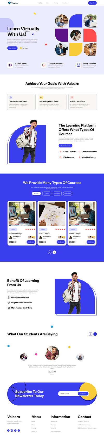 Valearn Full Website design ui ux