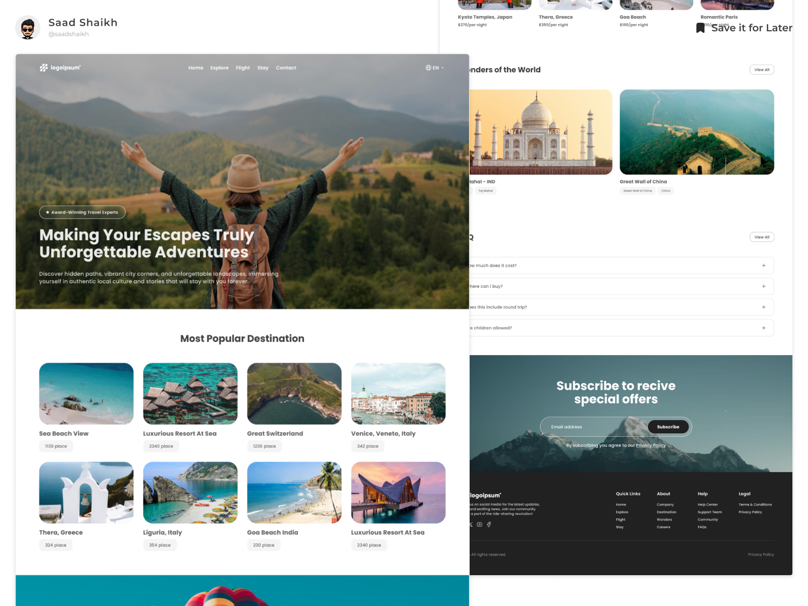 Travel Landing Page ✨ app app design clean design figma landing page landing page design minimal mobile mobile app professional responsive design superb travel ui ui design web web design web ui website