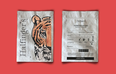 Illustrations and packaging design for Halfinger's Blend brand design branding coffee blend graphic design logo packaging