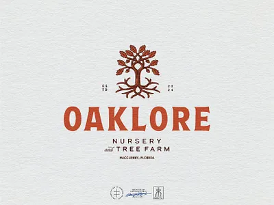 Oaklore Nursery & Tree Farm Master Logo brand design brand identity branding branding design clean farm hand drawn identity design illustration logo logo design minimal nursery retro simple tree type typography vintage visual identity