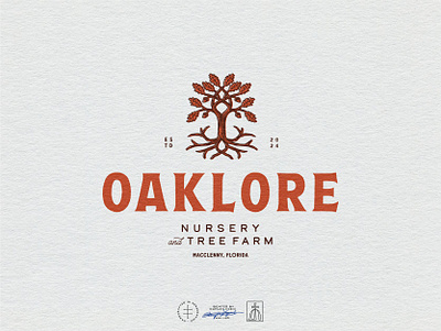 Oaklore Nursery & Tree Farm Master Logo brand design brand identity branding branding design clean farm hand drawn identity design illustration logo logo design minimal nursery retro simple tree type typography vintage visual identity