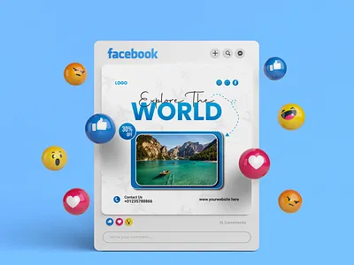 Travel Social Media Post Design branding design discount explore marketing post design sea sea beach social media post summer tour travel travel industry world