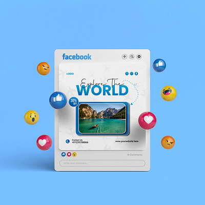 Travel Social Media Post Design branding design discount explore marketing post design sea sea beach social media post summer tour travel travel industry world