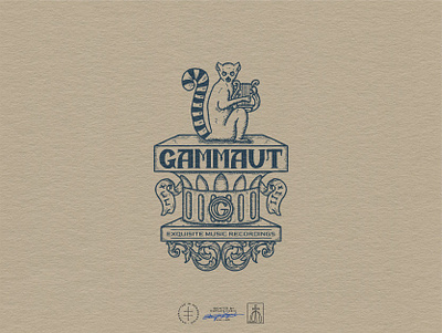 Gammaut Branded Graphic animal brand design brand identity branding branding design hand drawn identity design illustration illustrator instrument lemur logo logo design music pillar retro type typography vintage visual identity