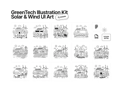 Solar & Wind Illustration for UI Art clean clean energy eco design enviroment design figma resourse green tech solar energy sustainability sustainable design tech industry ui illustration vector art wind energy