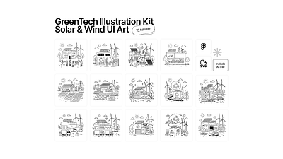 Solar & Wind Illustration for UI Art clean clean energy eco design enviroment design figma resourse green tech solar energy sustainability sustainable design tech industry ui illustration vector art wind energy