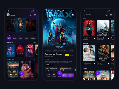 Modern Movie App Design—Smooth & Intuitive Streaming UI appui choton choton99design chotonkormokar cinematicapp darkmodeapp darkthemeui design dribbblebestshot figmaui mobileappdesign mobileux movieapp movieui streamingapp trendingdesign ui uidesign uiux